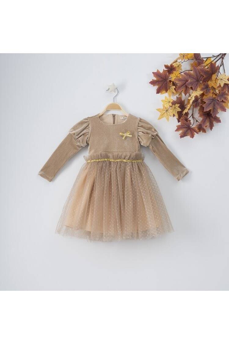 Wholesale Girls Velvet Dress with Tulle 3-6Y Busra Bebe - Brand: Büşra Bebe - Kids & Baby Clothes Wholesale - Globality Store