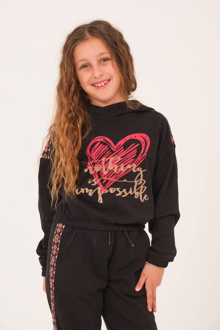 Wholesale Heart Print Hooded Sweatshirt for Girls 8-12Y - Brand: Jazziee - Kids & Baby Clothes Wholesale - Globality Store