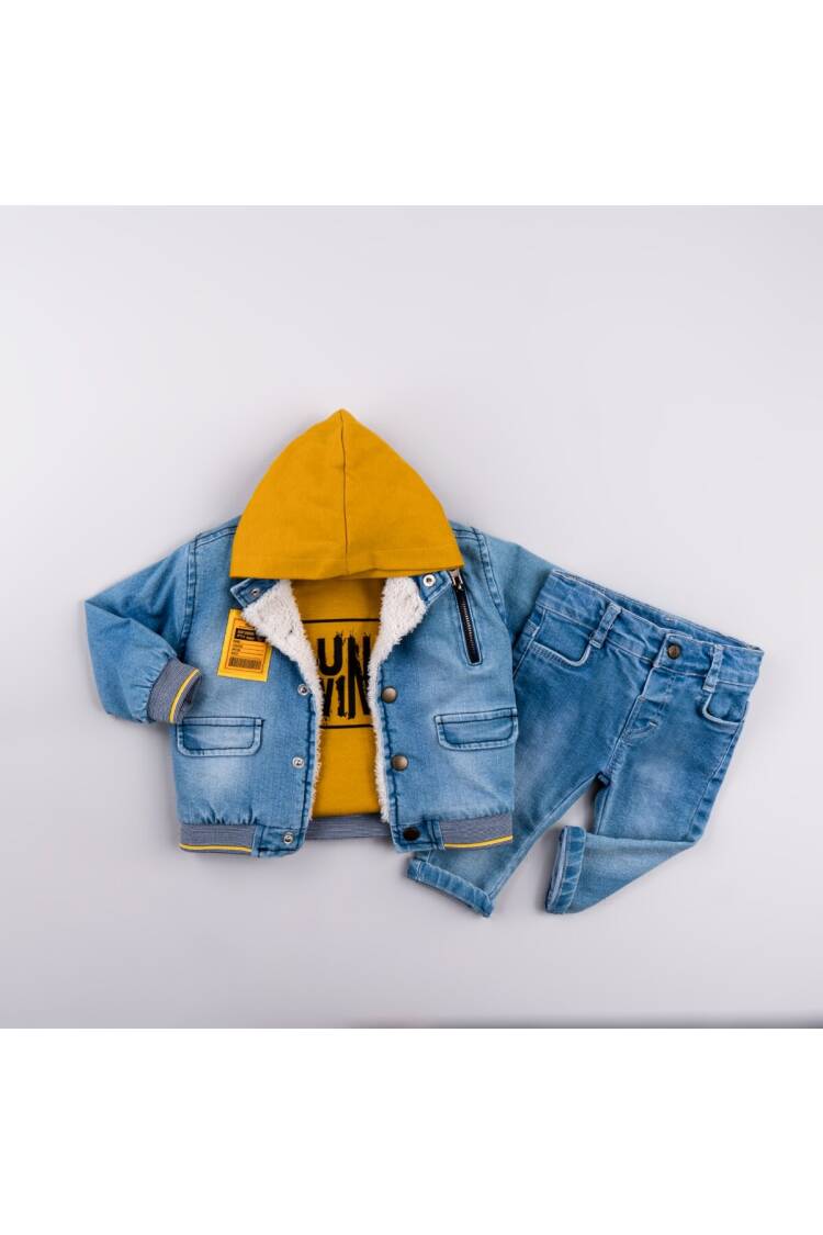 Wholesale Men's 3-Piece Jacket Sweatshirt and Jeans Trousers Set 6-24M - Brand: Bubbly - Kids & Baby Clothes Wholesale - Globality Store