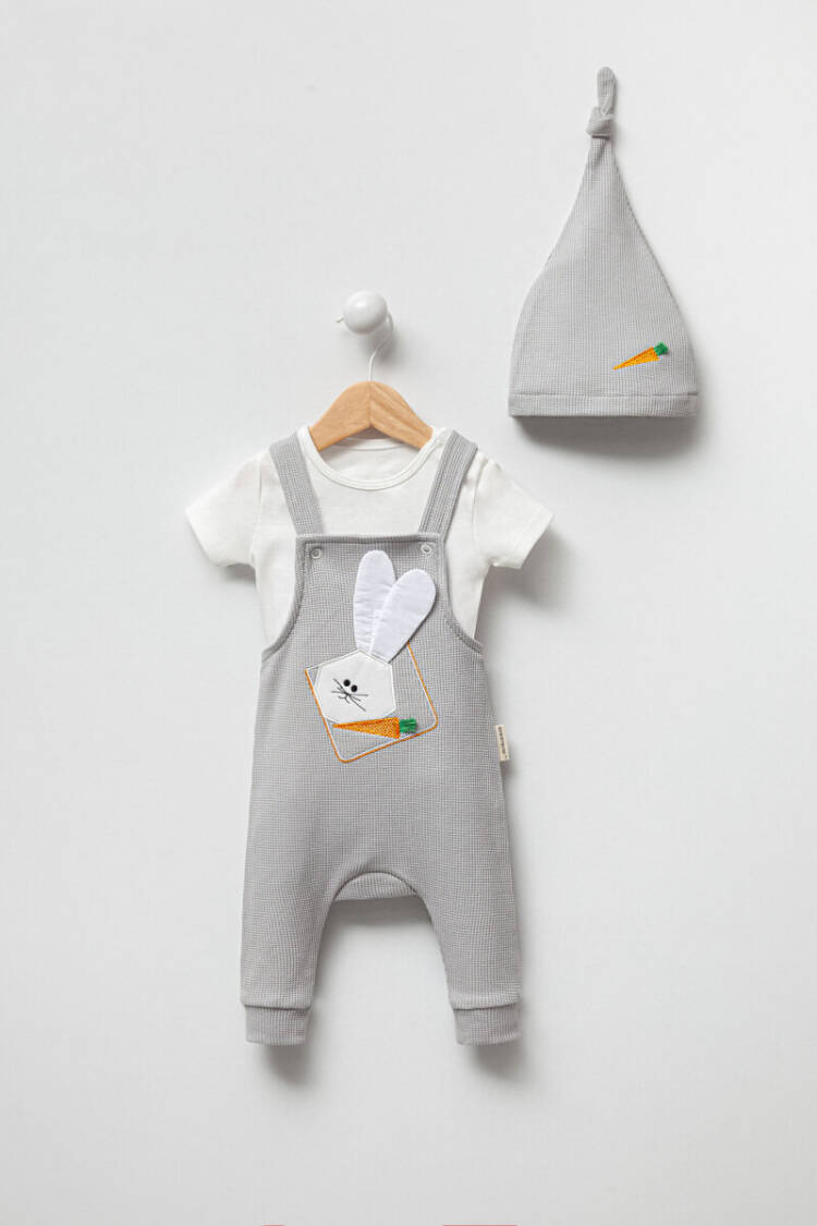 Wholesale Unisex 3-Piece Salopet, T-Shirt and Beret Set 3-12M - Brand: Minicorn - Kids & Baby Clothes Wholesale - Globality Store
