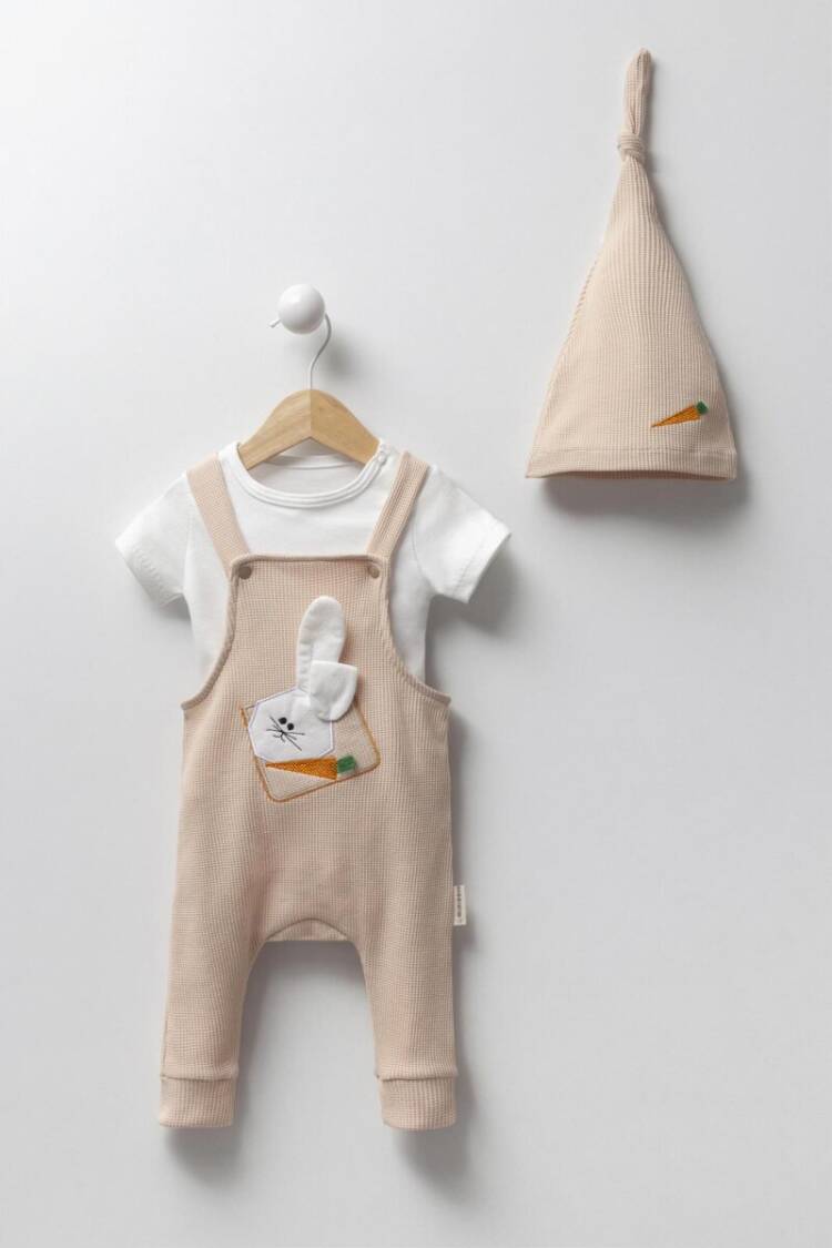 Wholesale Unisex 3-Piece Salopet, T-Shirt and Beret Set 3-12M - Brand: Minicorn - Kids & Baby Clothes Wholesale - Globality Store