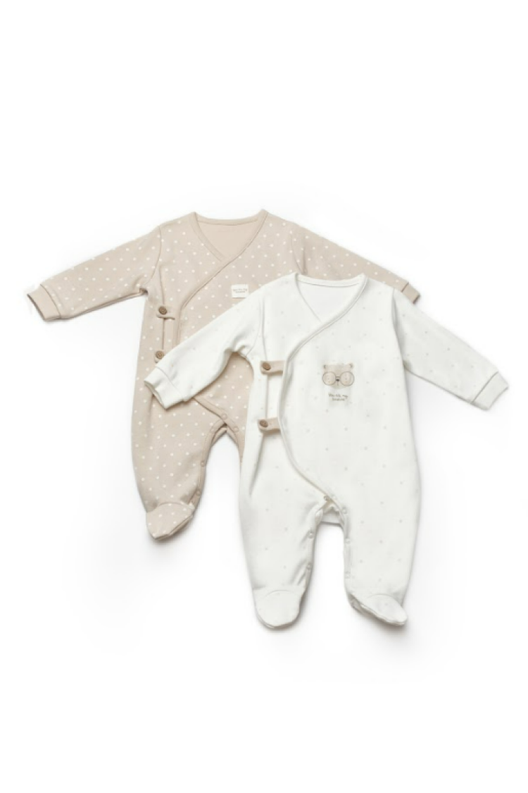 Wholesale Unisex Baby 2-Pack Double Breasted Jumpsuit with Footies 0-9M - Brand: BabyCosy - Kids & Baby Clothes Wholesale - Globality Store