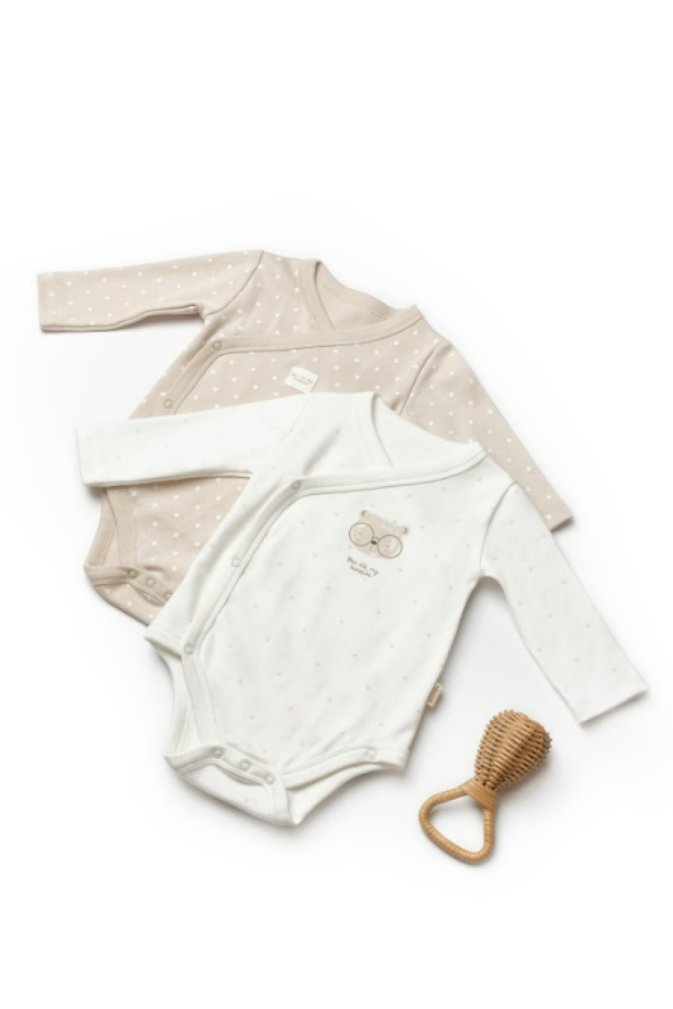 Wholesale Unisex Baby 2-Pack Double Breasted Long Sleeve Bodysuit 0-9M - Brand: BabyCosy - Kids & Baby Clothes Wholesale - Globality Store