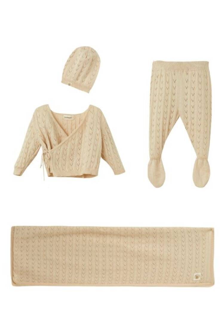Wholesale Unisex Baby 4-Piece Organic Cotton Hospital Discharge Set 0-3M - Brand: Uludağ Triko - Kids & Baby Clothes Wholesale - Globality Store