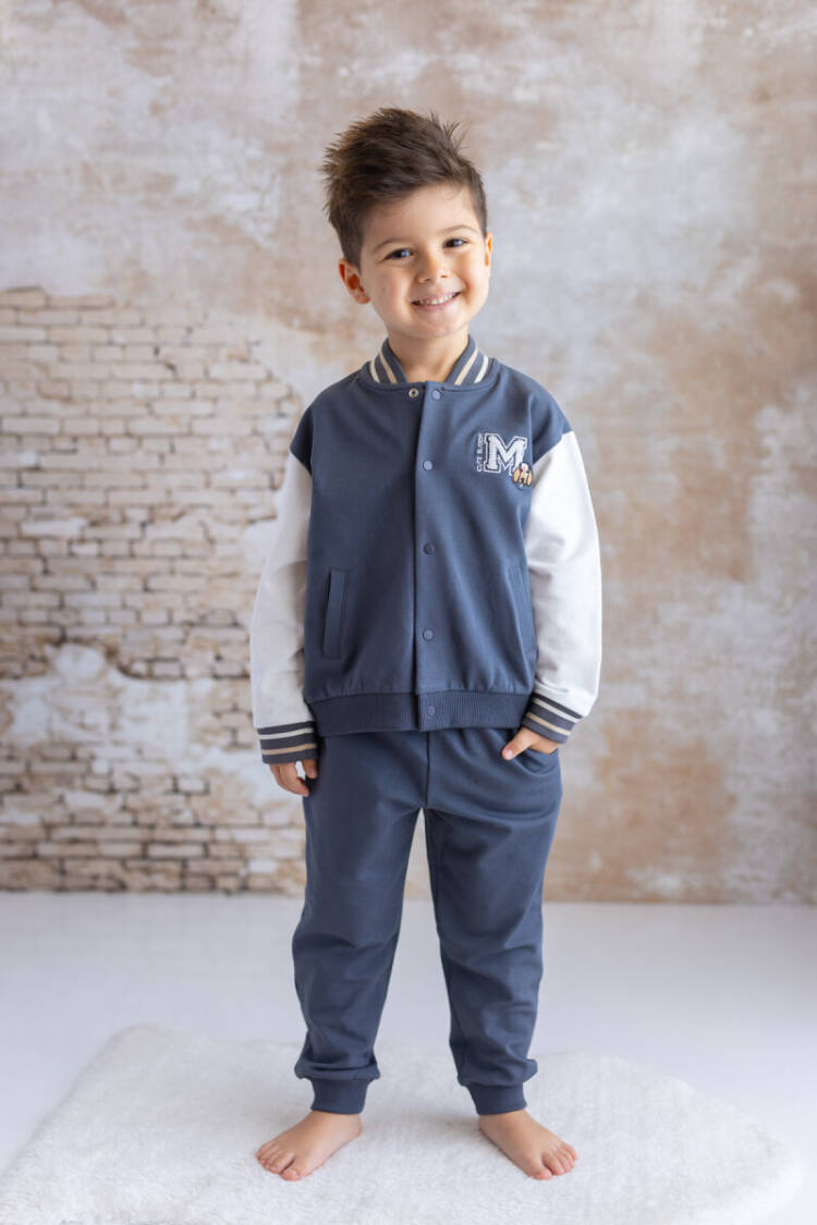 Wholesale Unisex Baby Embroidery Detailed Tracksuit Set 6-48M - Brand: Mininio - Kids & Baby Clothes Wholesale - Globality Store