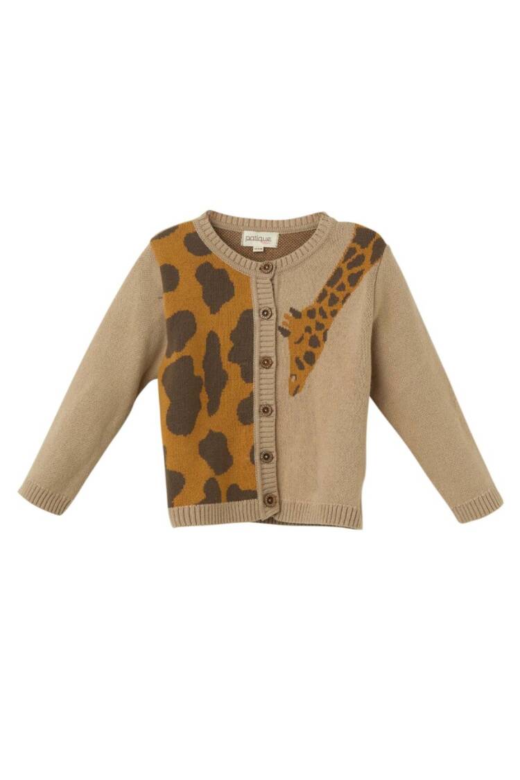 Wholesale Unisex Baby Organic Cotton Giraffe Patterned Cardigan 6-36M - Brand: Uludağ Triko - Kids & Baby Clothes Wholesale - Globality Store