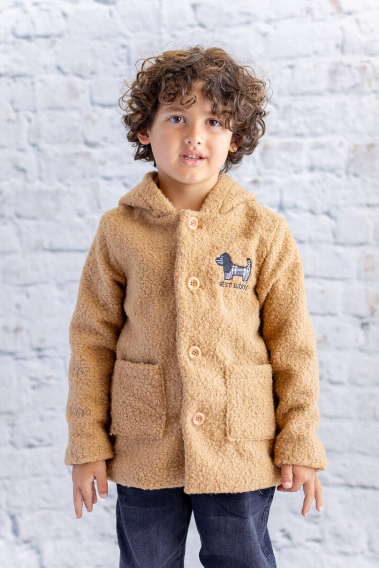 Wholesale Unisex Kids Dog Embroidered Plush Coat 5-8Y - Brand: Mininio - Kids & Baby Clothes Wholesale - Globality Store