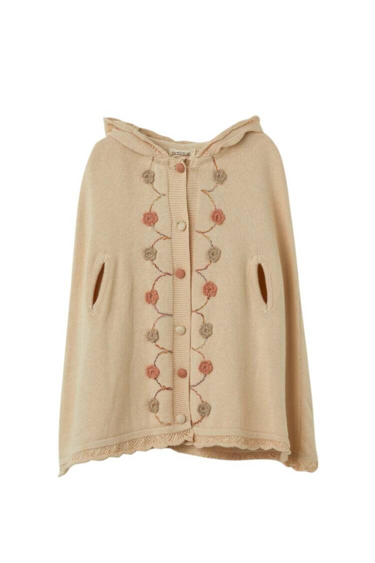 Wholsale Baby Girl Organic Cotton Floral Detailed Poncho 6-36M - Brand: Uludağ Triko - Kids & Baby Clothes Wholesale - Globality Store