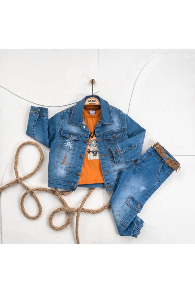 Wholsale Boy 3 Pieces Jeans Shirt Trousers T-shirt Set Suit 1-4Y - Brand: Cool Exclusive - Kids & Baby Clothes Wholesale - Globality Store