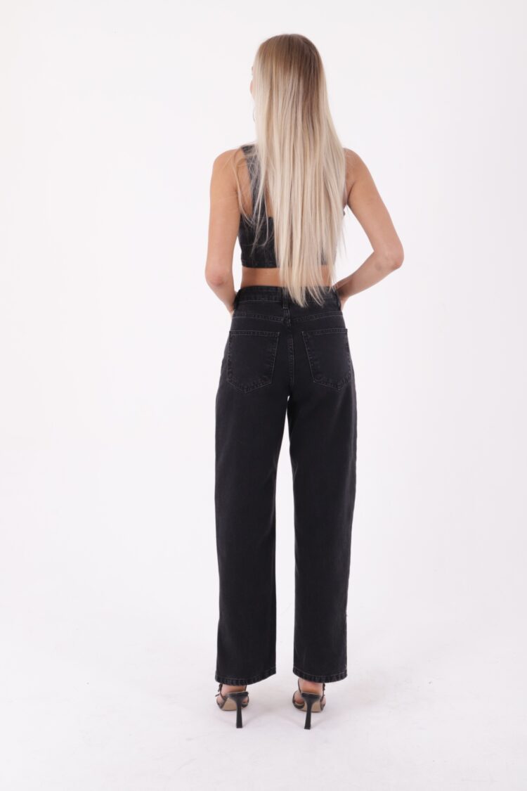 Stove Pipe Leg High Waist Side Slit Comfortable Jean Normal