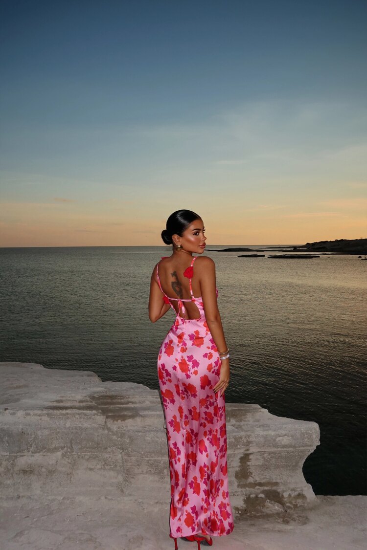 Rose Detailed Strap Dress