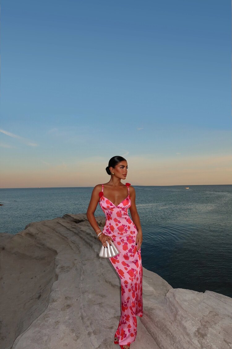 Rose Detailed Strap Dress