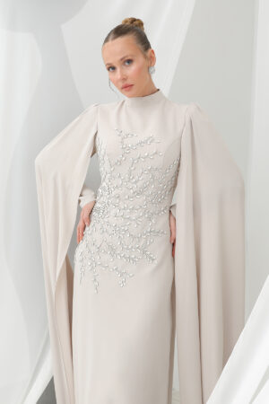 Leaf Stone Embroidered Cape Evening Dress - Brand: Puane - Women & Kids, Baby Clothes Wholesale - Globality Store