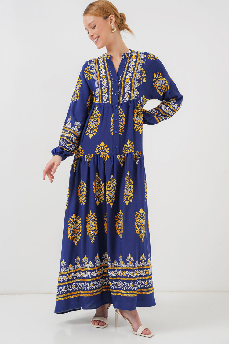 Authentic Patterned Burkini Dress - Navy 6