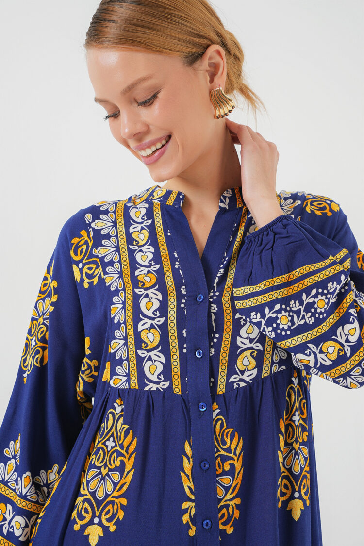Authentic Patterned Burkini Dress - Navy 6