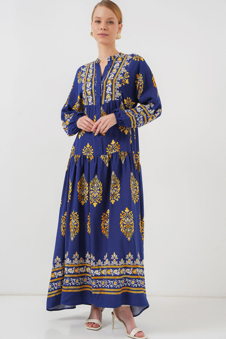 Authentic Patterned Burkini Dress - Navy 6