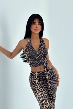 Brown Sexy Casual Leopard Print Set - Brand: EYYO ATELIER - Women & Kids, Baby Clothes Wholesale - Globality Store