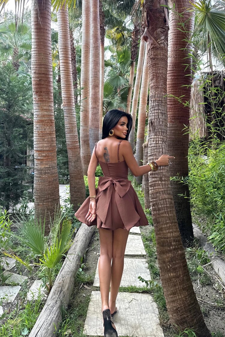 Fit And Flare Mini Dress With Square Neck