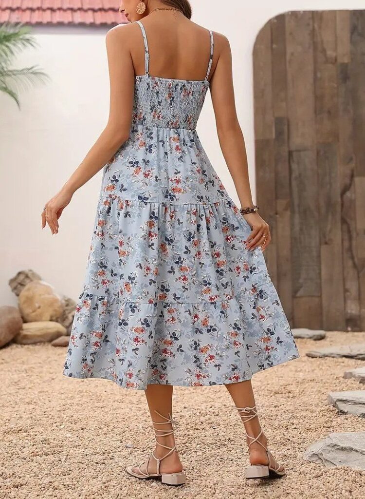 Sleeveless Floral A-Line Midi Dress