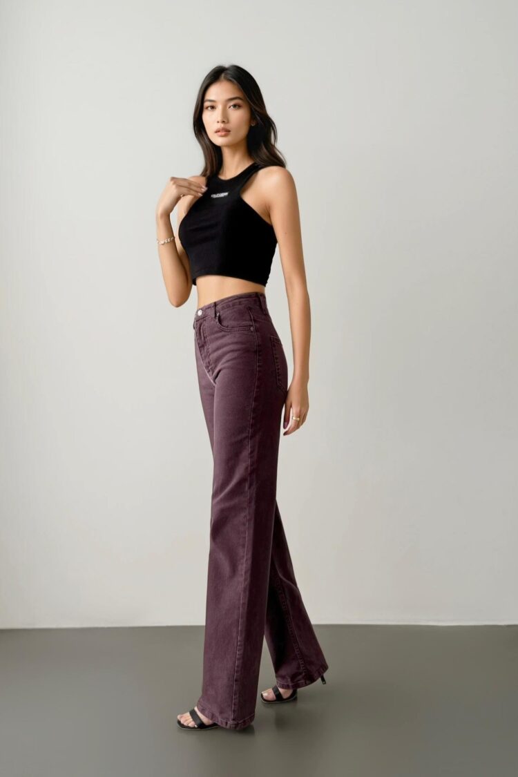 Claret Red Jeans - High Waist Wide Leg Mom Style