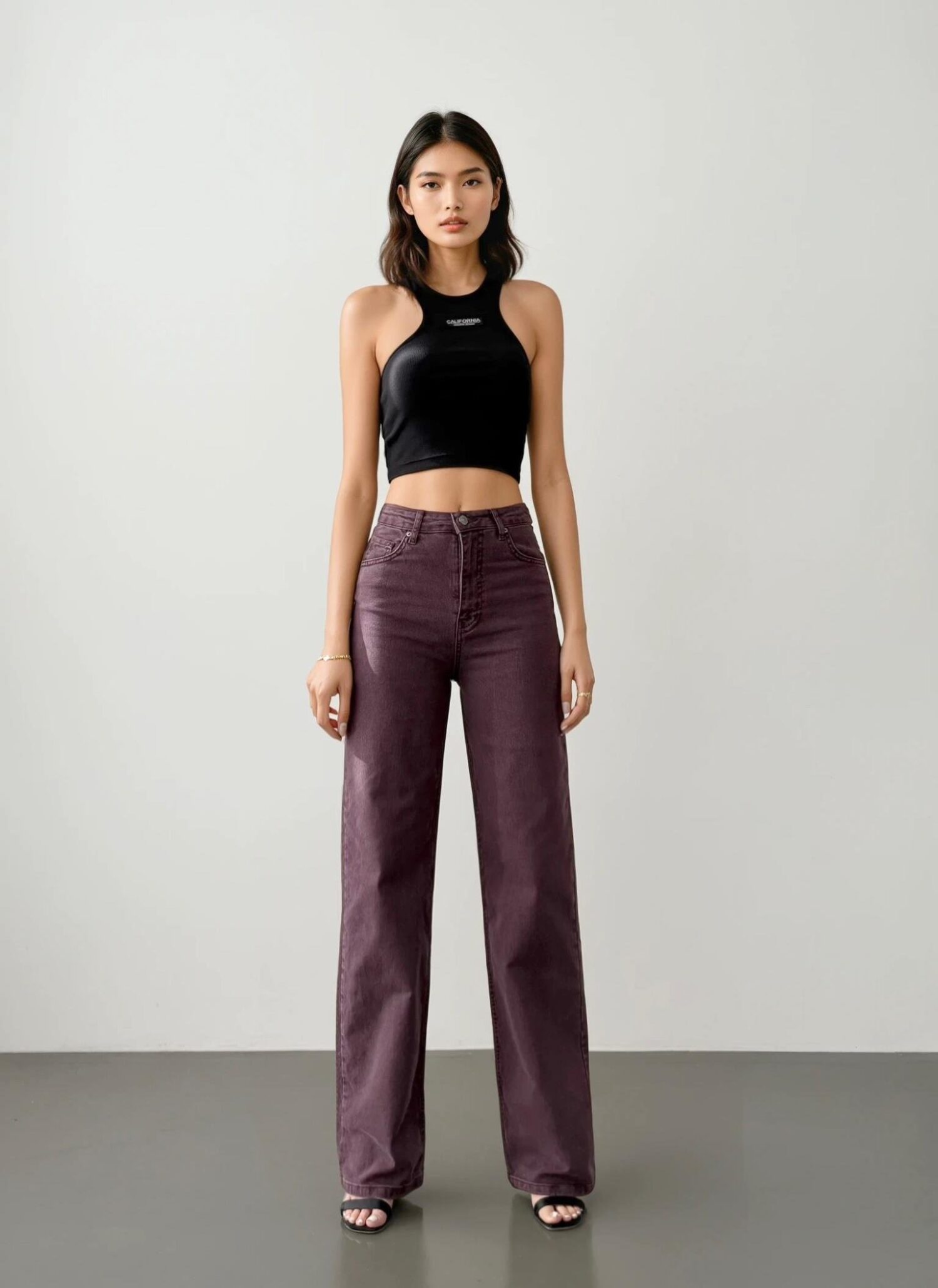 Claret Red Jeans - High Waist Wide Leg Mom Style - Brand: LACARINO - Women & Kids, Baby Clothes Wholesale - Globality Store