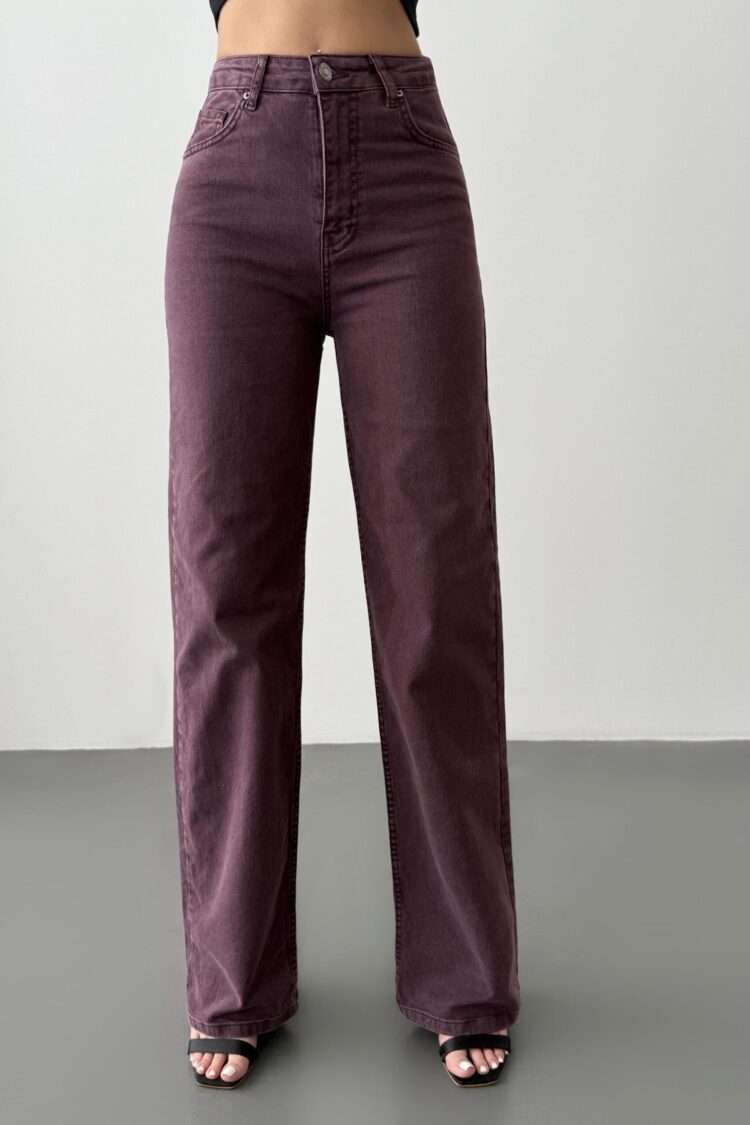 Claret Red Jeans - High Waist Wide Leg Mom Style
