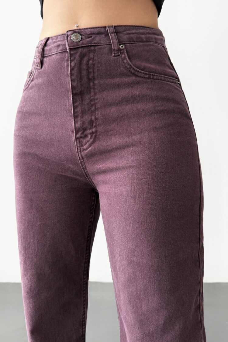 Claret Red Jeans - High Waist Wide Leg Mom Style