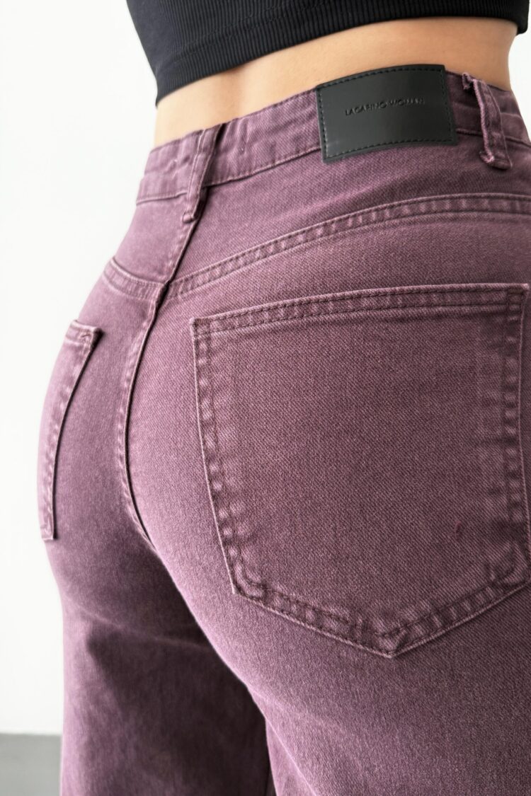 Claret Red Jeans - High Waist Wide Leg Mom Style