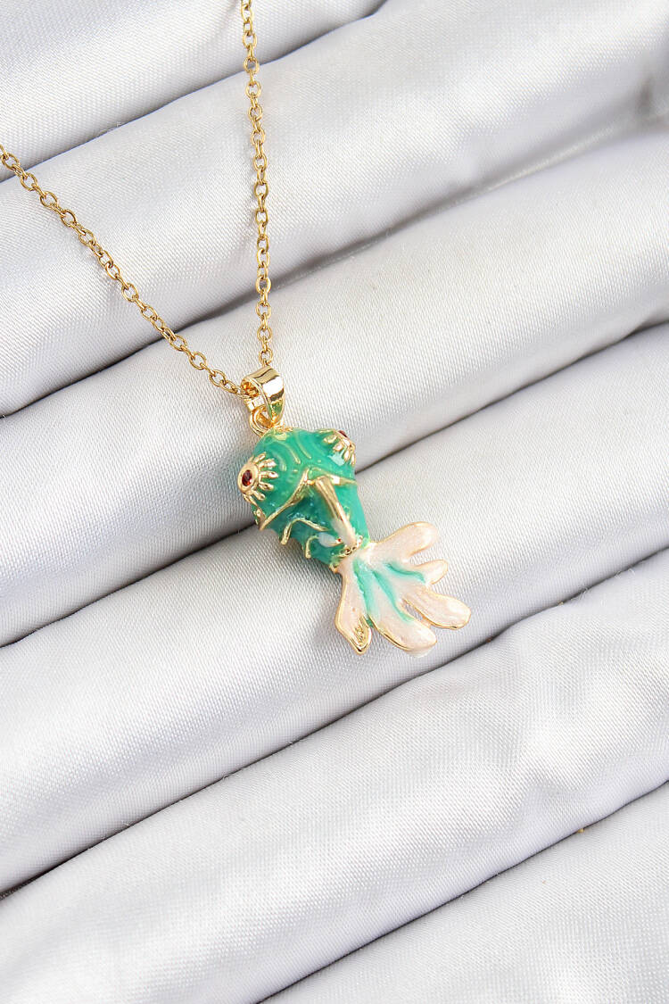316l Steel Chain Green Fish Model Gold Color Women Necklace - Brand: Ebijuteri - Women & Kids, Baby Clothes Wholesale - Globality Store