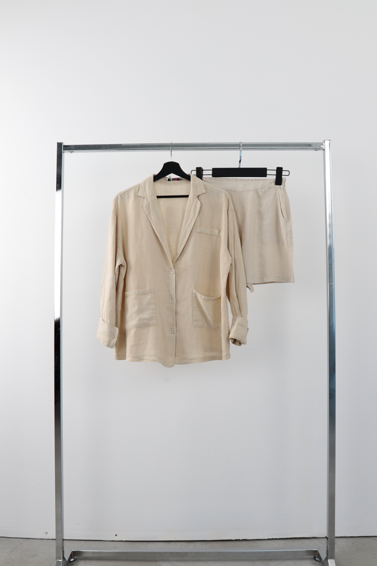 Beige Shirt With Shawl CollarLong SleevesButtoned - Brand: Cream Rouge - Women & Kids, Baby Clothes Wholesale - Globality Store