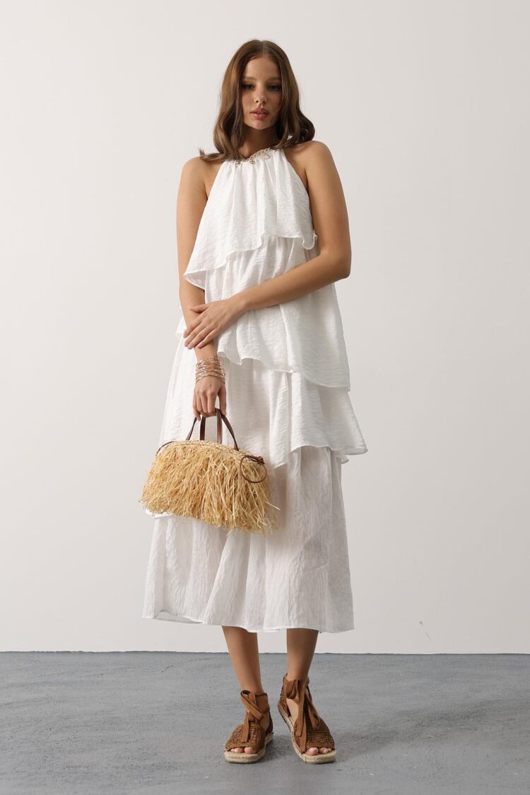 Elegant A-Line Halter Neck Dress