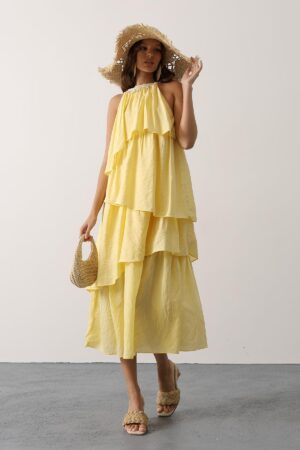 Boho A-Line Halter Neck Midi Dress - Brand: Reyon - Women & Kids, Baby Clothes Wholesale - Globality Store
