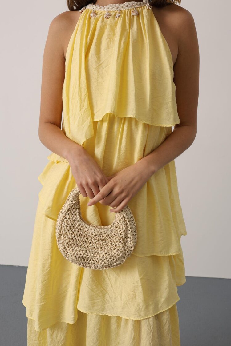 Boho A-Line Halter Neck Midi Dress