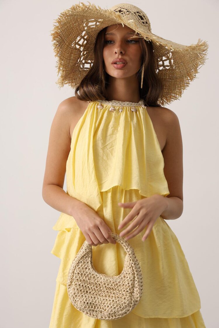 Boho A-Line Halter Neck Midi Dress