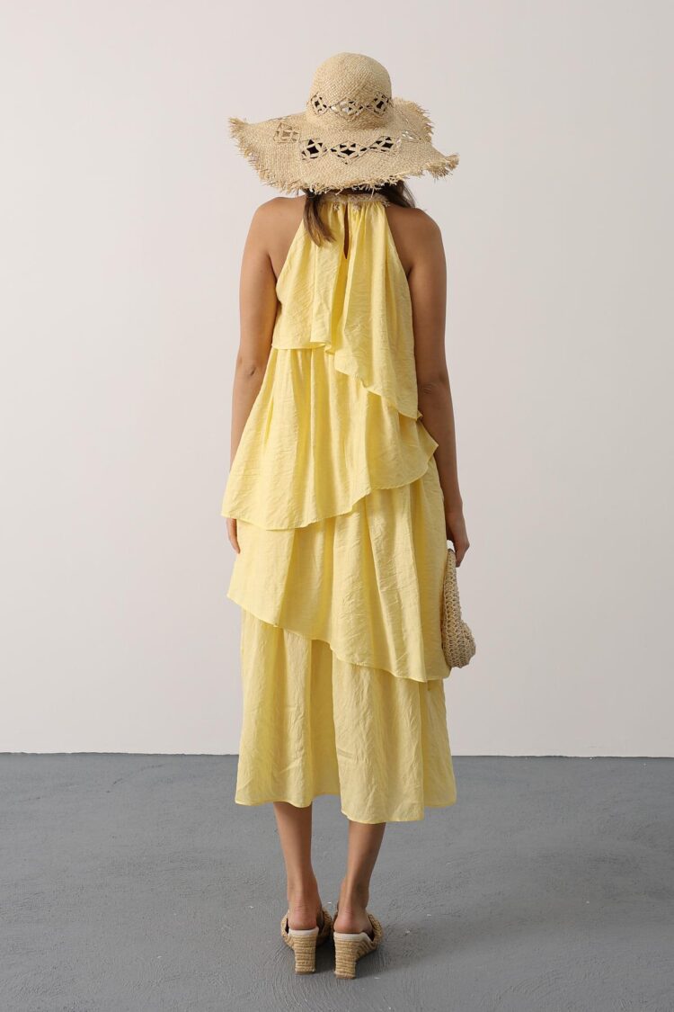 Boho A-Line Halter Neck Midi Dress