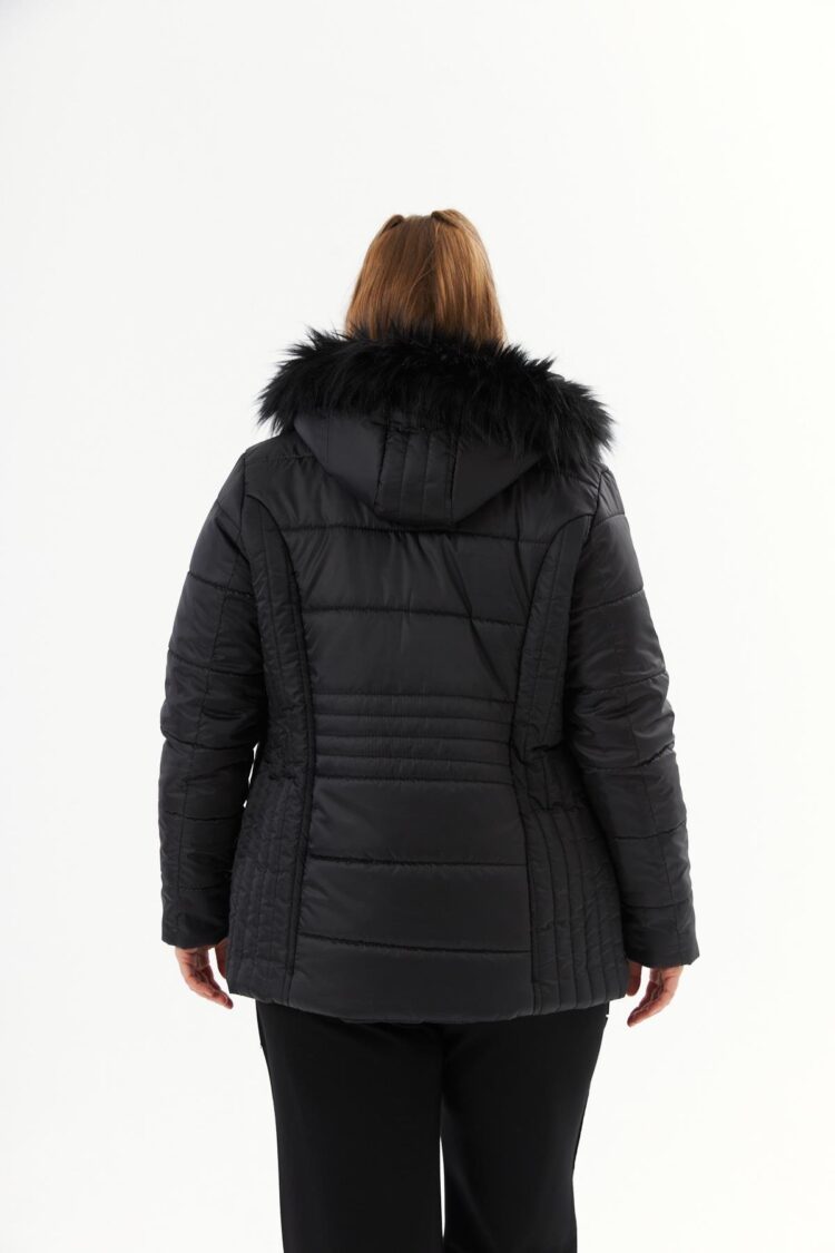 Puffer Hooded Coat With Quilted Design