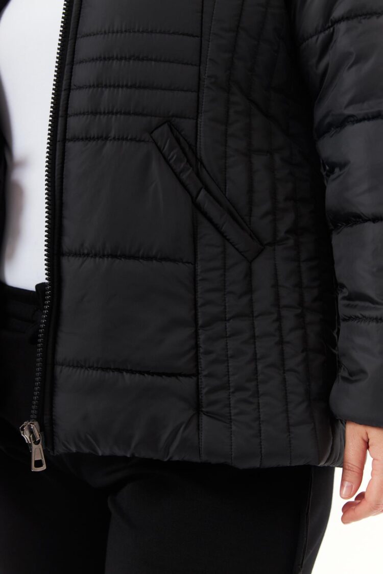 Puffer Hooded Coat With Quilted Design