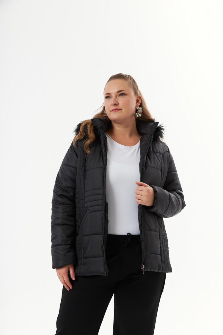Puffer Hooded Coat With Quilted Design