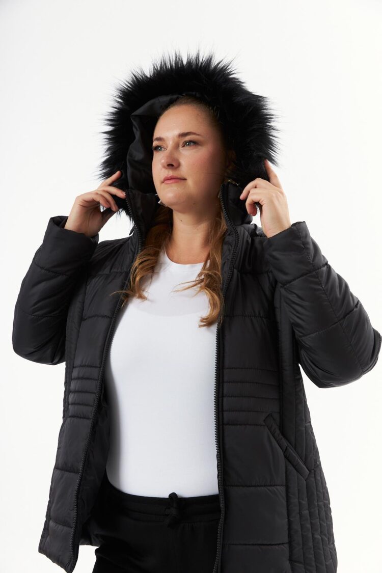 Puffer Hooded Coat With Quilted Design
