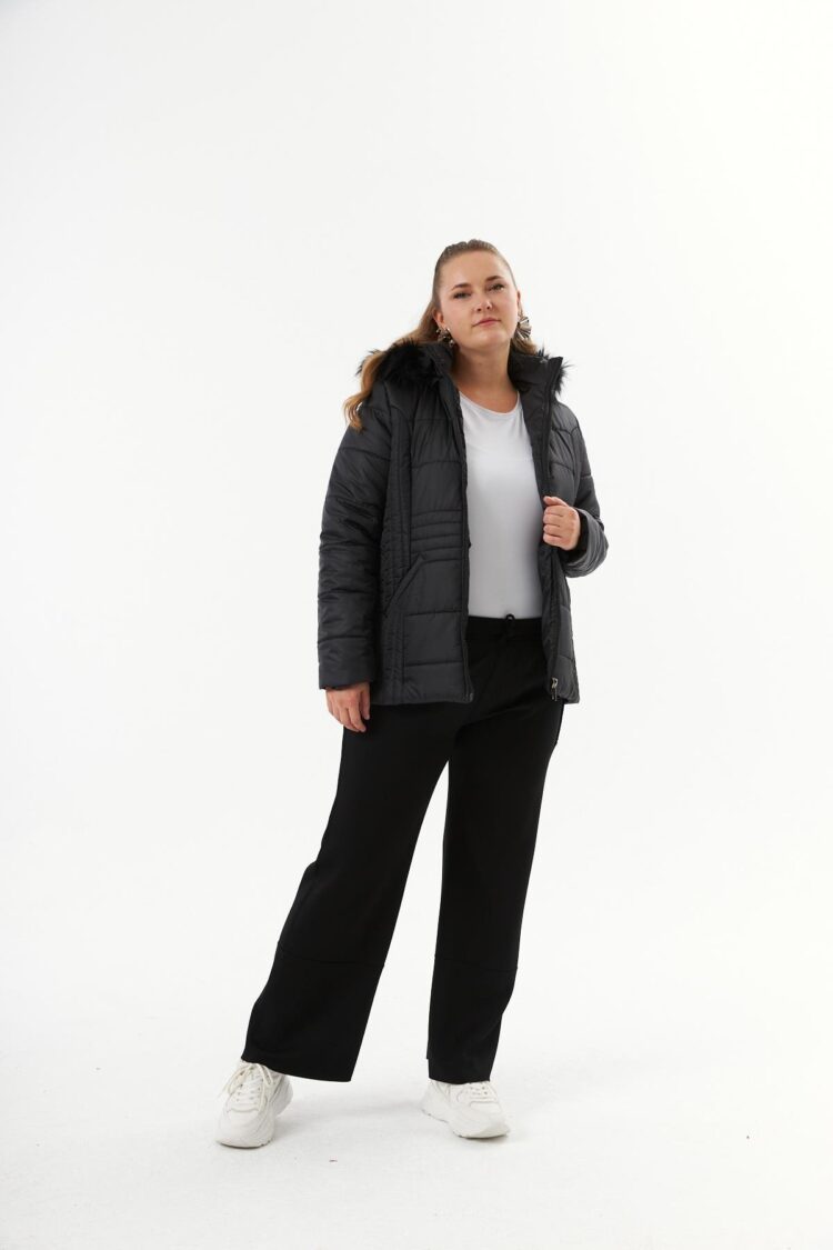 Puffer Hooded Coat With Quilted Design