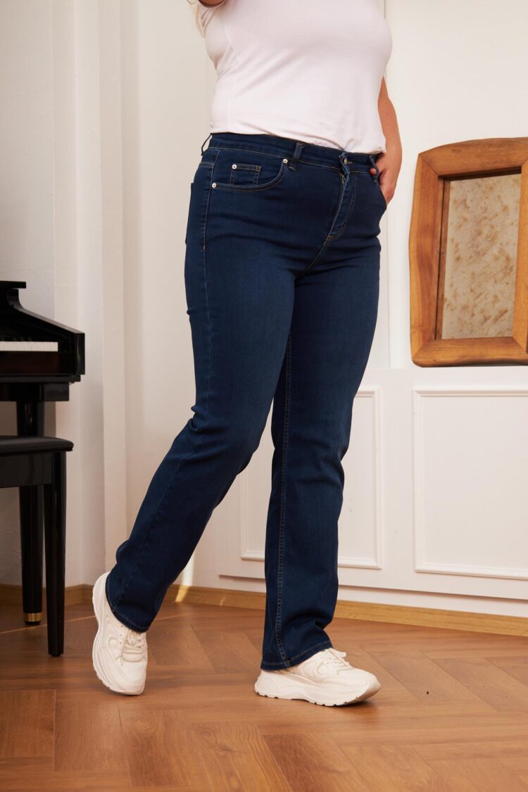 Blue Casual Plus Size Mom Jeans