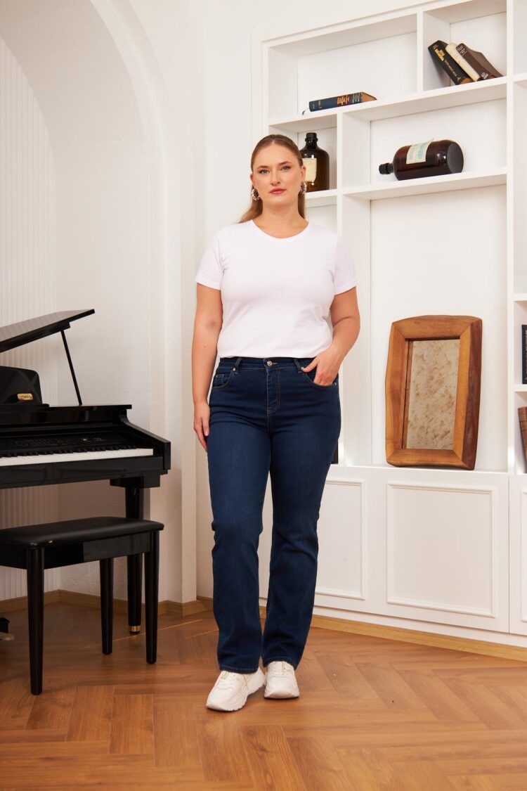 Blue Casual Plus Size Mom Jeans