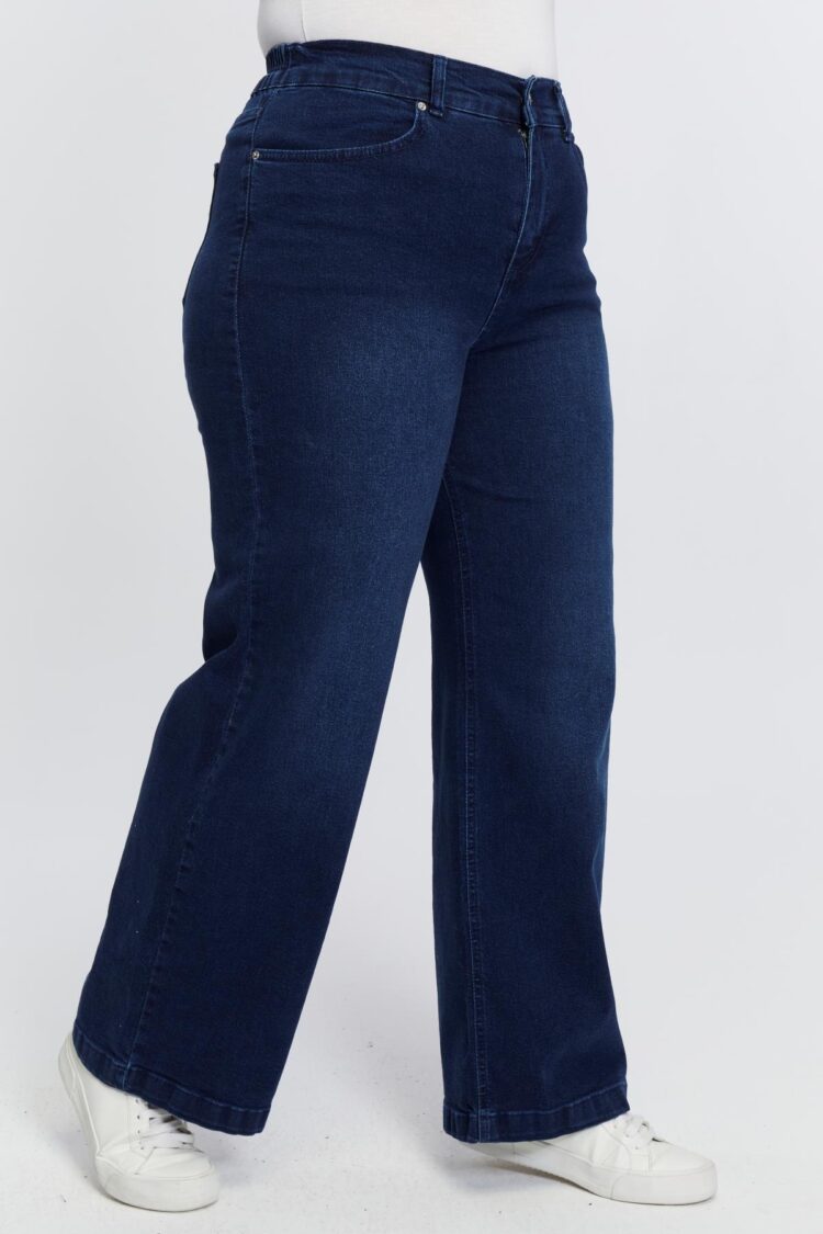 Blue Casual Plus Size Mom Jeans With Wide Leg