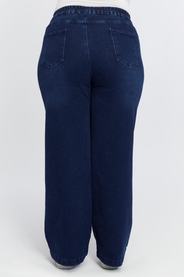 Blue Casual Plus Size Mom Jeans With Wide Leg