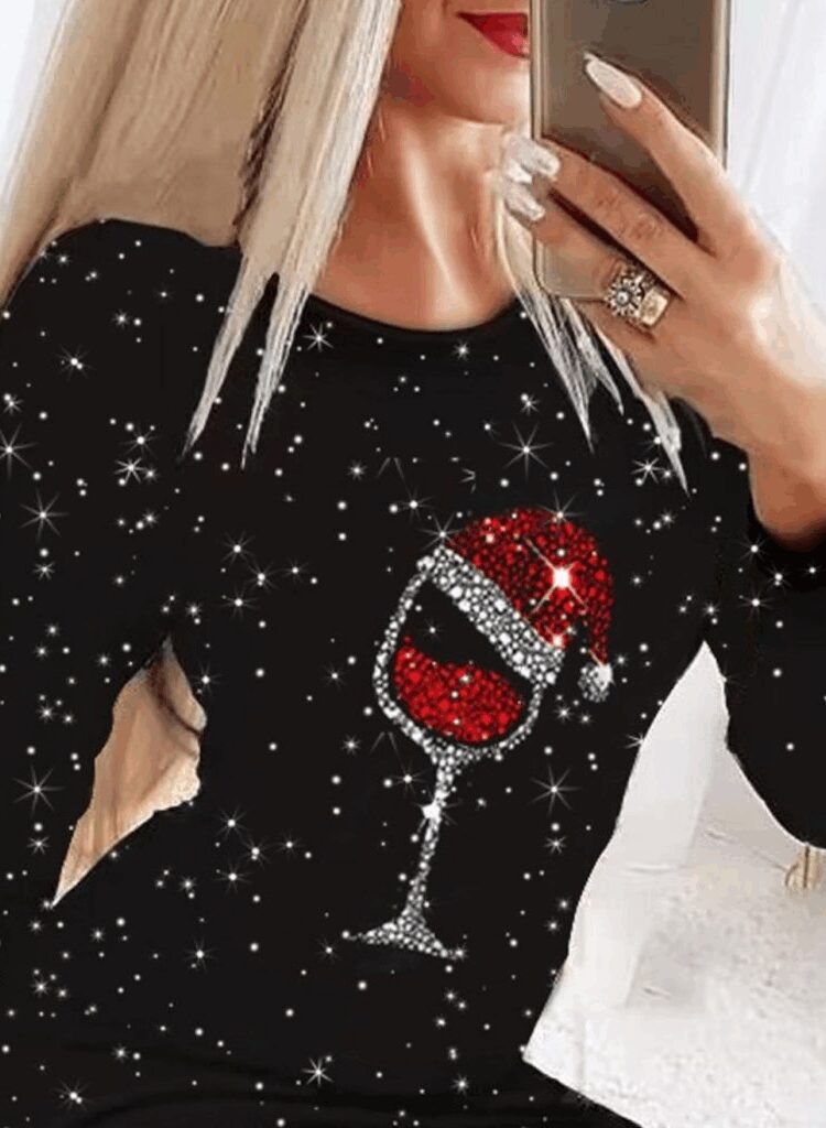 Black Mini Sweater Dress With Stars And Sequins