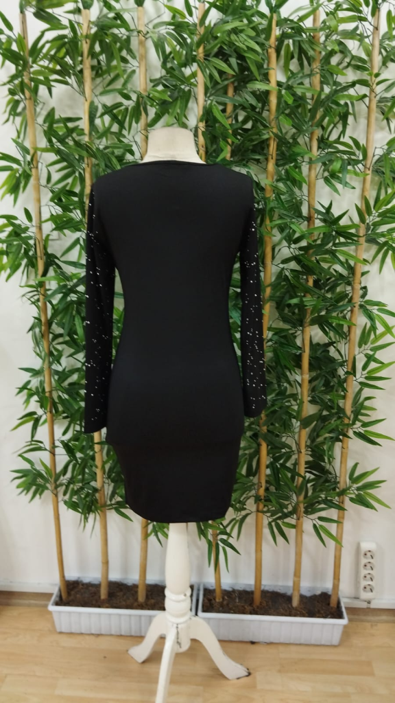 Black Mini Sweater Dress With Stars And Sequins