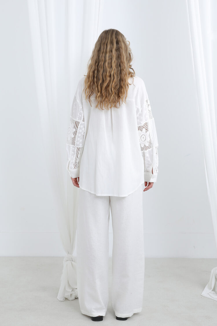 White Casual Elegant Modest Shirt