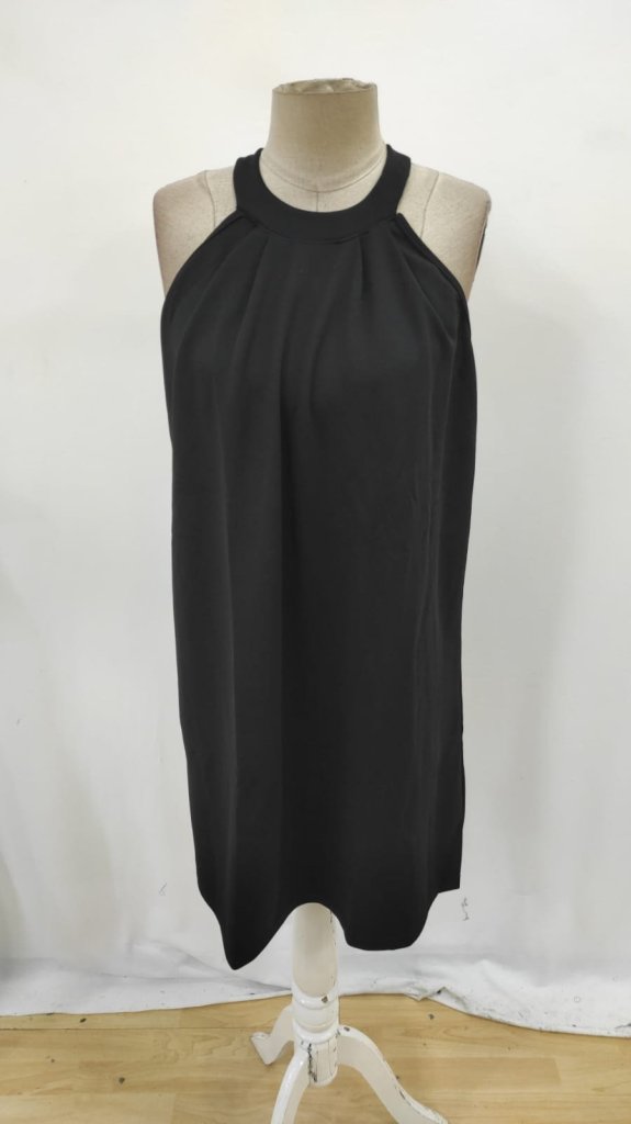 Black Sleeveless High Neck Mini Shift Dress