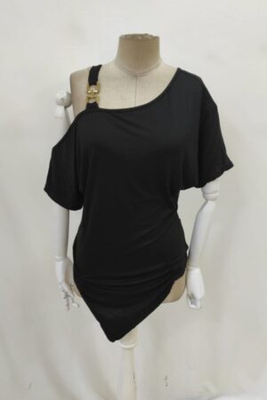 Black Blouse With One Shoulder Neck – Casual & Elegant - Brand: Janes - Women & Kids, Baby Clothes Wholesale - Globality Store