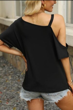 Black Blouse With One Shoulder Neck – Casual & Elegant - Brand: Janes - Women & Kids, Baby Clothes Wholesale - Globality Store